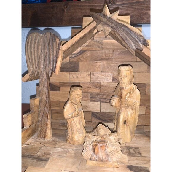 Hand Carved Nativity Set , Olive Wood, 13 Pcs. The Holy Land Bethlehem - Picture 5 of 9